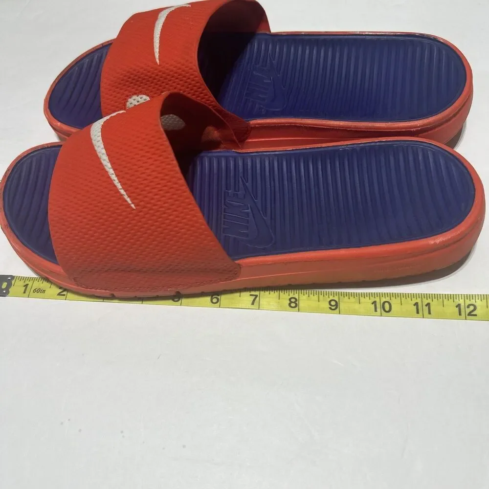Men's Nike Benassi Solarsoft Athletic Slide Sandals - Orange/Blue - Size 13